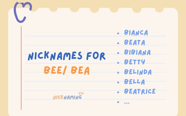 Girl Name For Nickname Bea or Bee – Nicknames Ideas