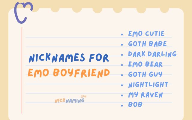 Nicknames for Emo Boyfriend